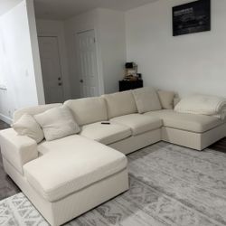Brand New Ivory Corduroy Sectional Sofa Couch (New In Box)