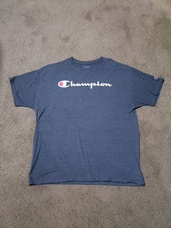 Champion Big Script Logo T-Shirt Men’s XL Charcoal Gray Sleeve C Patch