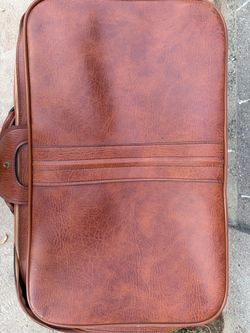 Vintage 1970s Saddle Brown Soft Suitcase Scovill Zipper