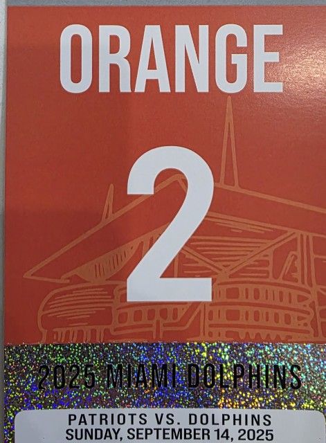 Dolphins Patriots Home Opener Orange Parking Pass