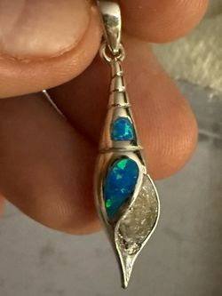 Sterling Silver Blue Opal Drop Pendant
