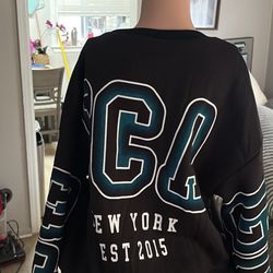 Oversized Black Graphic Sleeve Sweatshirt