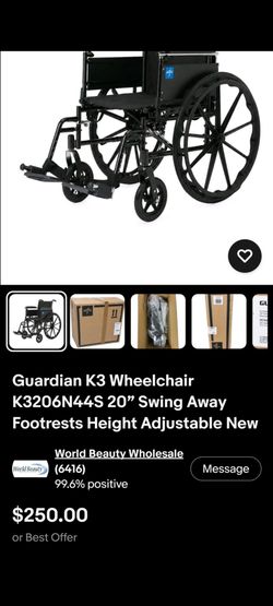Guardian K3 Wheelchair with Swing Away Footrests