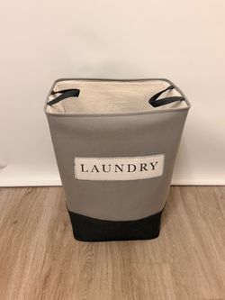 Gray Canvas Laundry Hamper with Handles