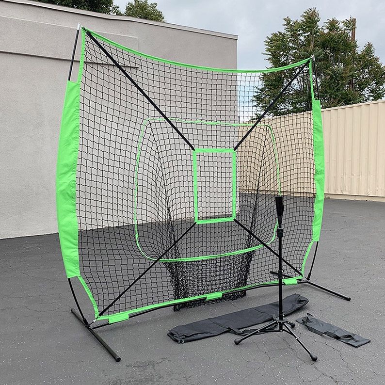 $75 (New in box) Baseball softball (7x7’ net & ball tee set) practice hitting & pitching net w/ carry bag