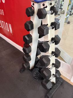 Hex Dumbbell Set with A-Frame Rack