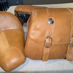 Indian Motorcycle Tan Leather Seat and Saddlebag