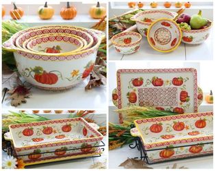 Beautiful vintage Temp-tations by Tara fall/harvest casserole dish and bowl set