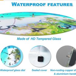 14" Waterproof Outdoor Wall Clock – Nautical Blue Glass Face D12