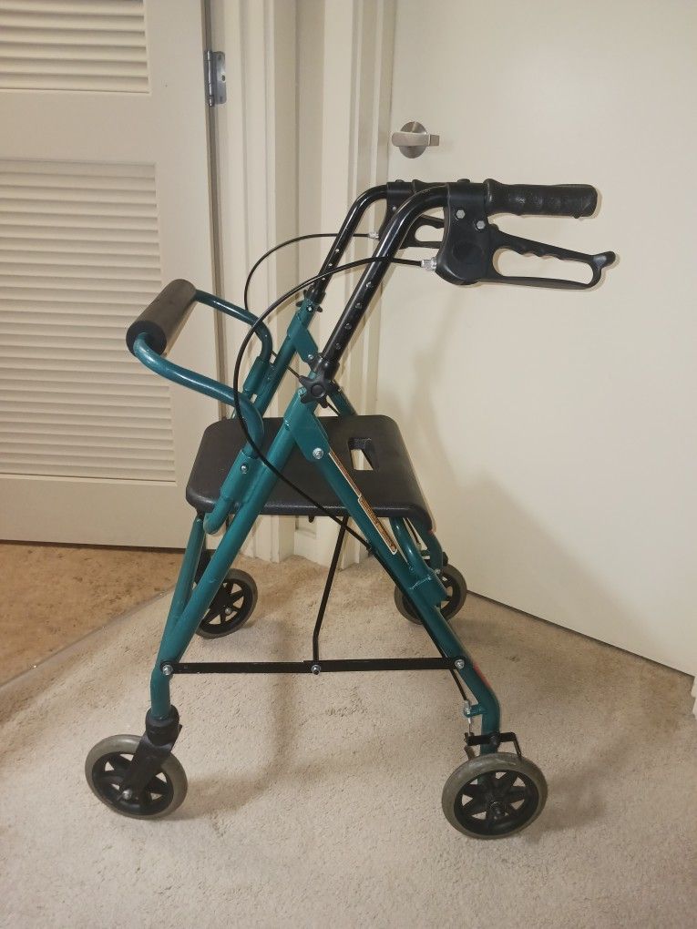 Walker / Rollator CVS Hunter Green New Brakes Lightweight And Transportable