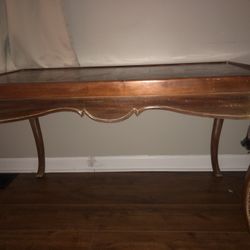 Beautiful Wood Side Table Carved Flowers 