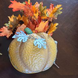 Tin wall Pumpkin Fall Decor Flower Pocket