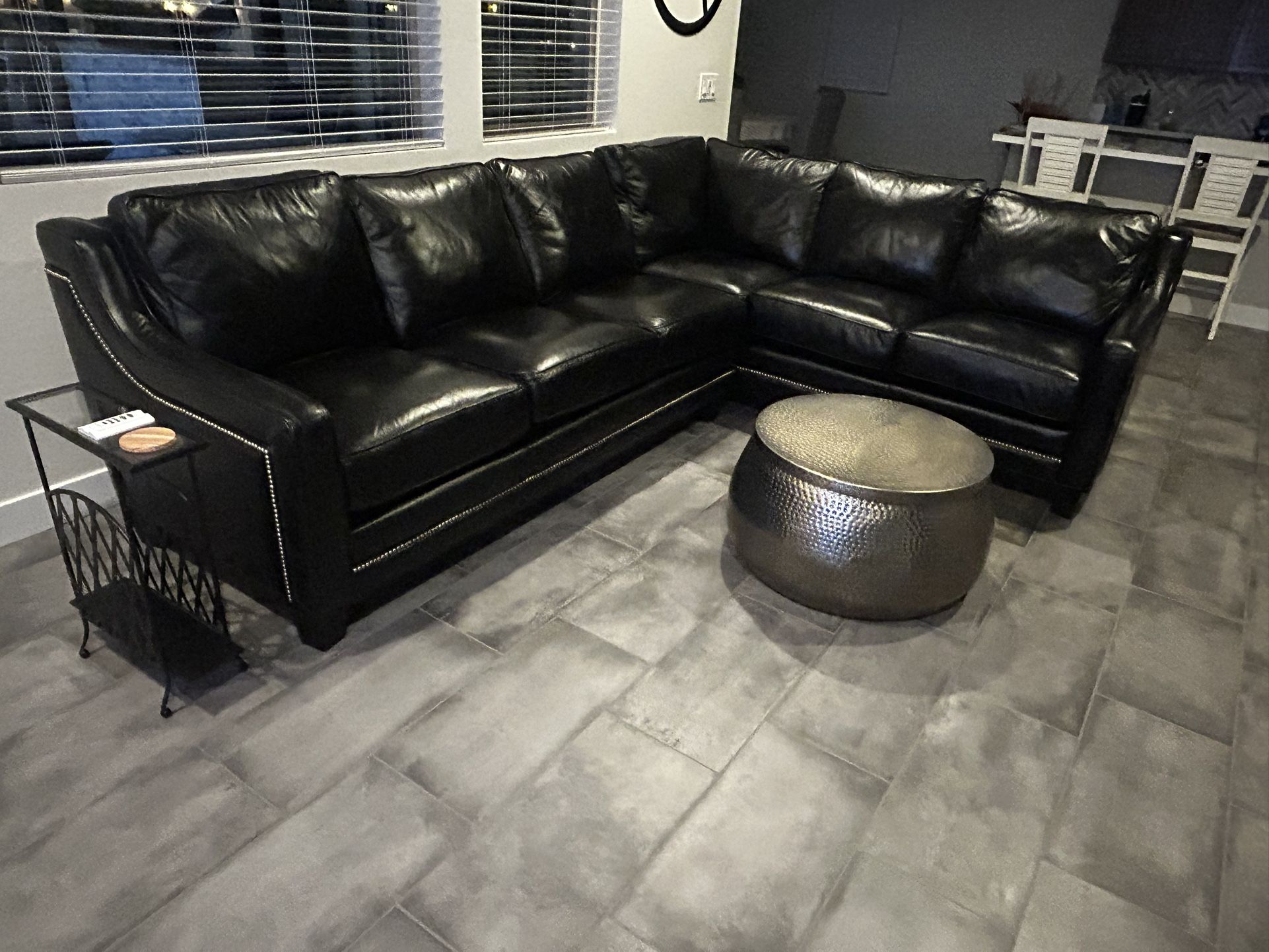 Omnia Black Leather Sectional