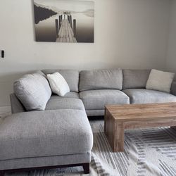 Living spaces light gray sectional sofa couch sala