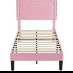 Vecelo Pink  Twin Size Bed Frame