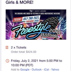 Freestyle Festival Concert VIP Ticket 