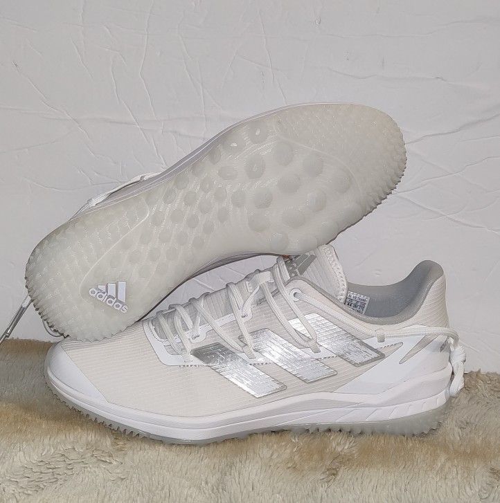 Adidas Adizero Afterburner 8 White Gray Baseball Turf Shoes H00965 Mens Sz 10