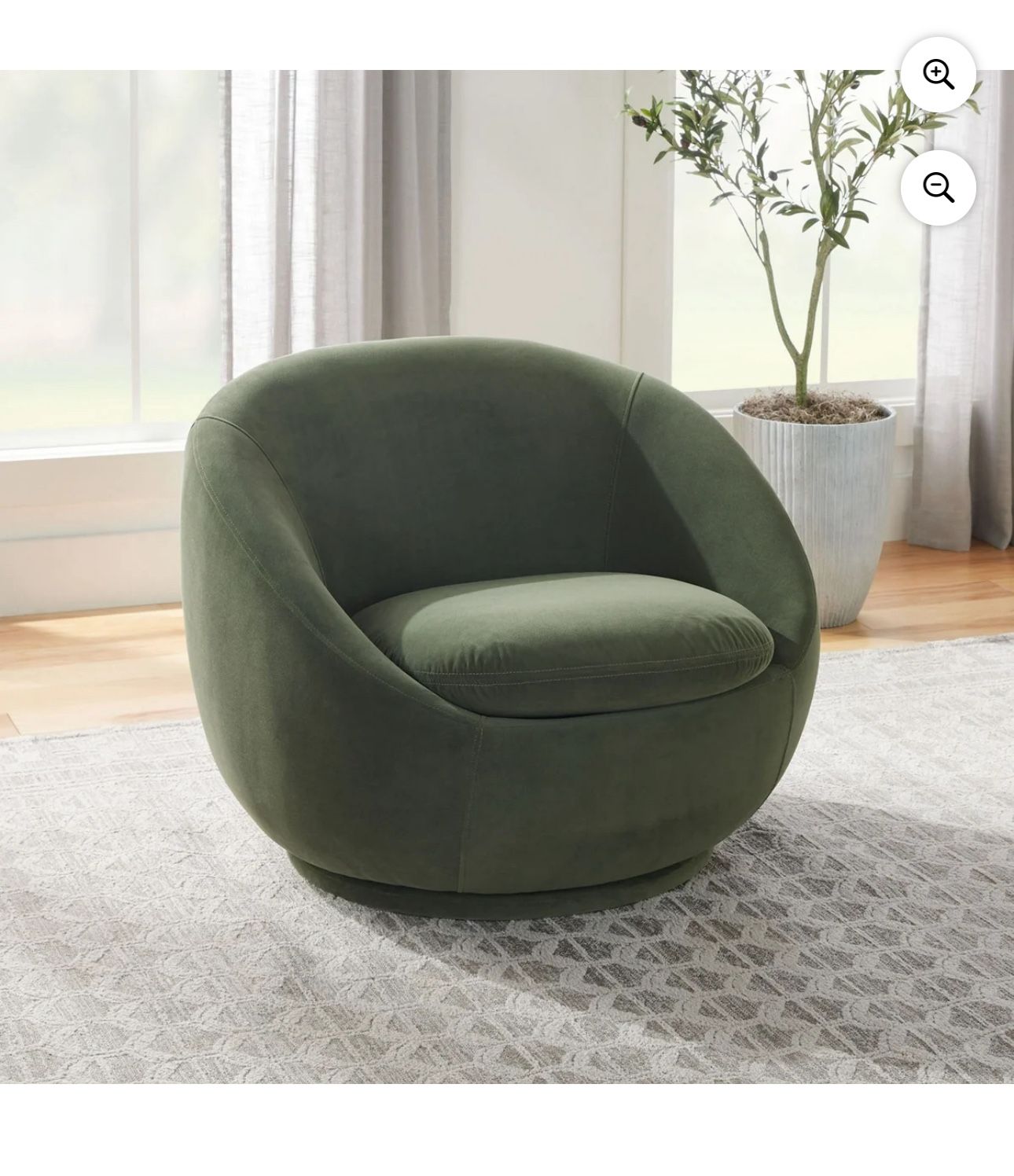 Better Homes & Gardens Mira Swivel Accent Chair, Olive Velvet