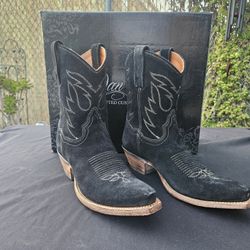 Dan Post DP4060 Womens Snip Toe Western Black Suede Ankle Boots Size 7 