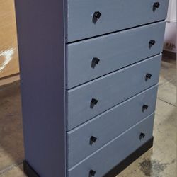 Chest 5 Drawers Color  Rustic Grey With Black 