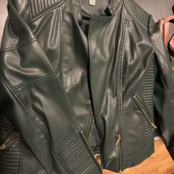 Calvin Klein (Hunter Green) with Gold Zippers Large Women's Jacket  