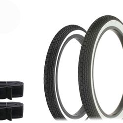 Bicycle TIRE 16" x 1.75" Black/White Wall Brick (2) TIRES & TUBES