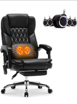 Black Office Chair Massager with Foot Rest