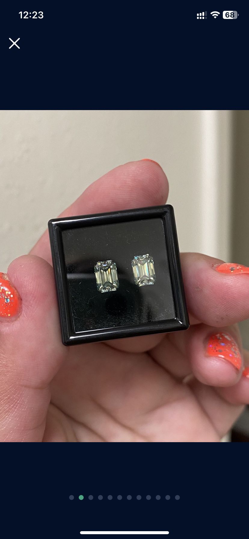 PRICE DROP!! WAS $80 - PRARE Color , TWO Emerald Cut Green Lab Grown Moissanite Diamond Loose Stones