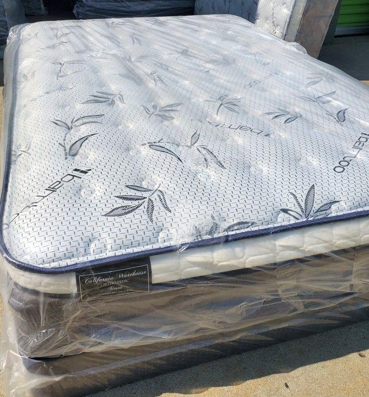 Full Size Mattress Euro pillow Top And Box Spring 