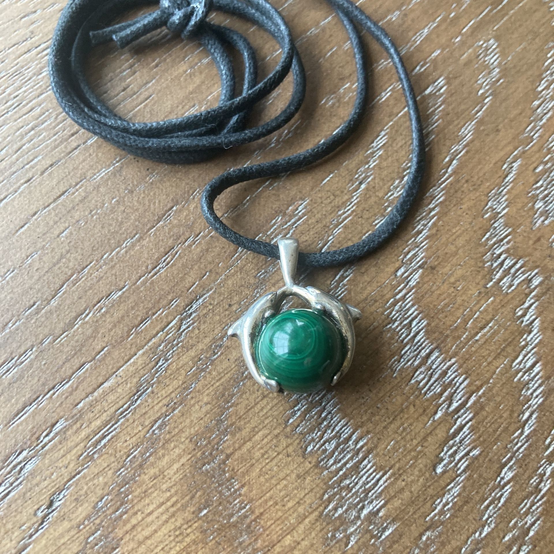 Dolphin Pendant Sterling & green Lapus