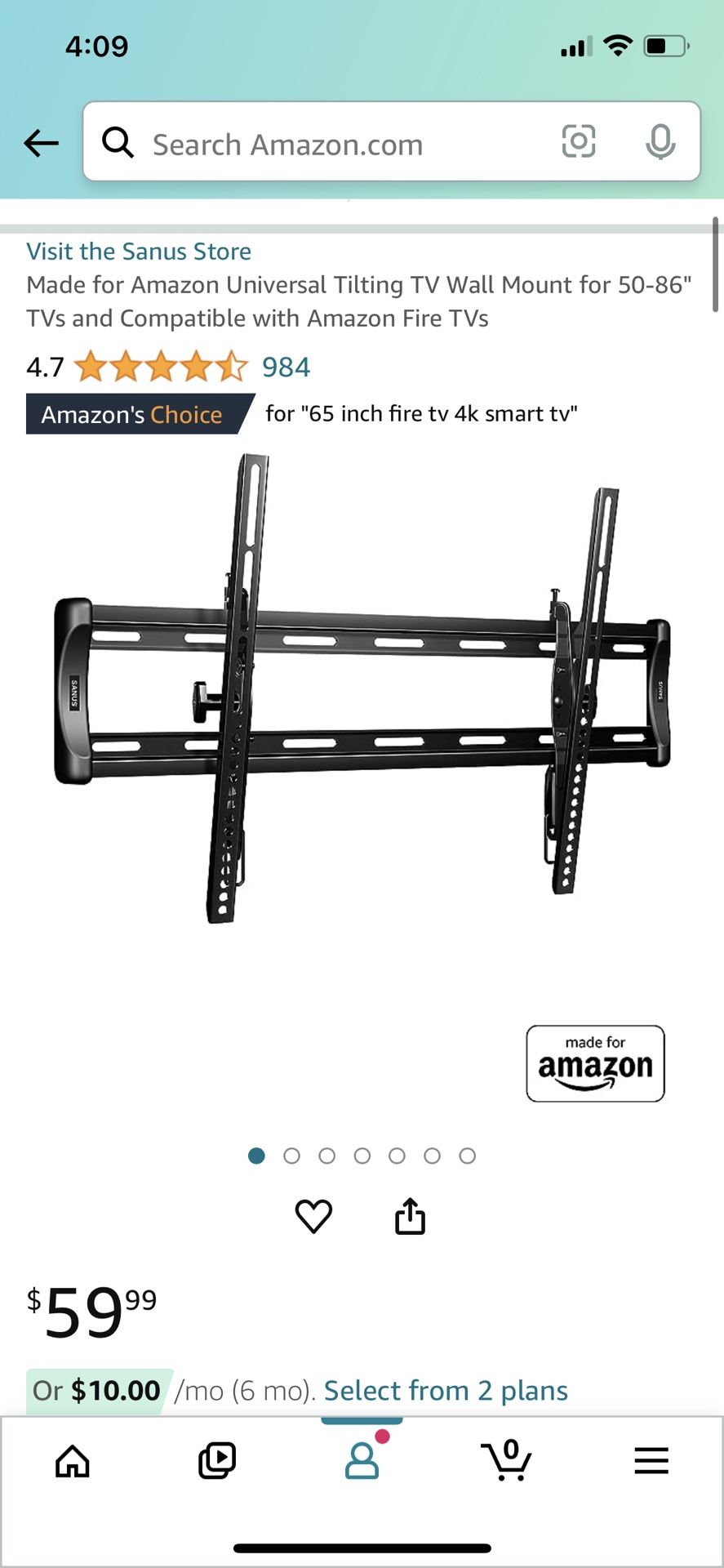 Universal Large Tilting TV Wall Mount Compatible with Amazon Fire TVs