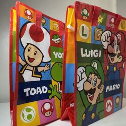 NEW Set of Super Nintendo World Totes (Reusable w Zipper) 