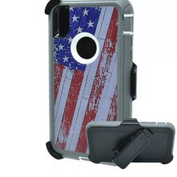 For iPhone XR USA Flag Belt Clíp Case 