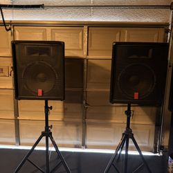Speakers, Stands , Mixer And Amp