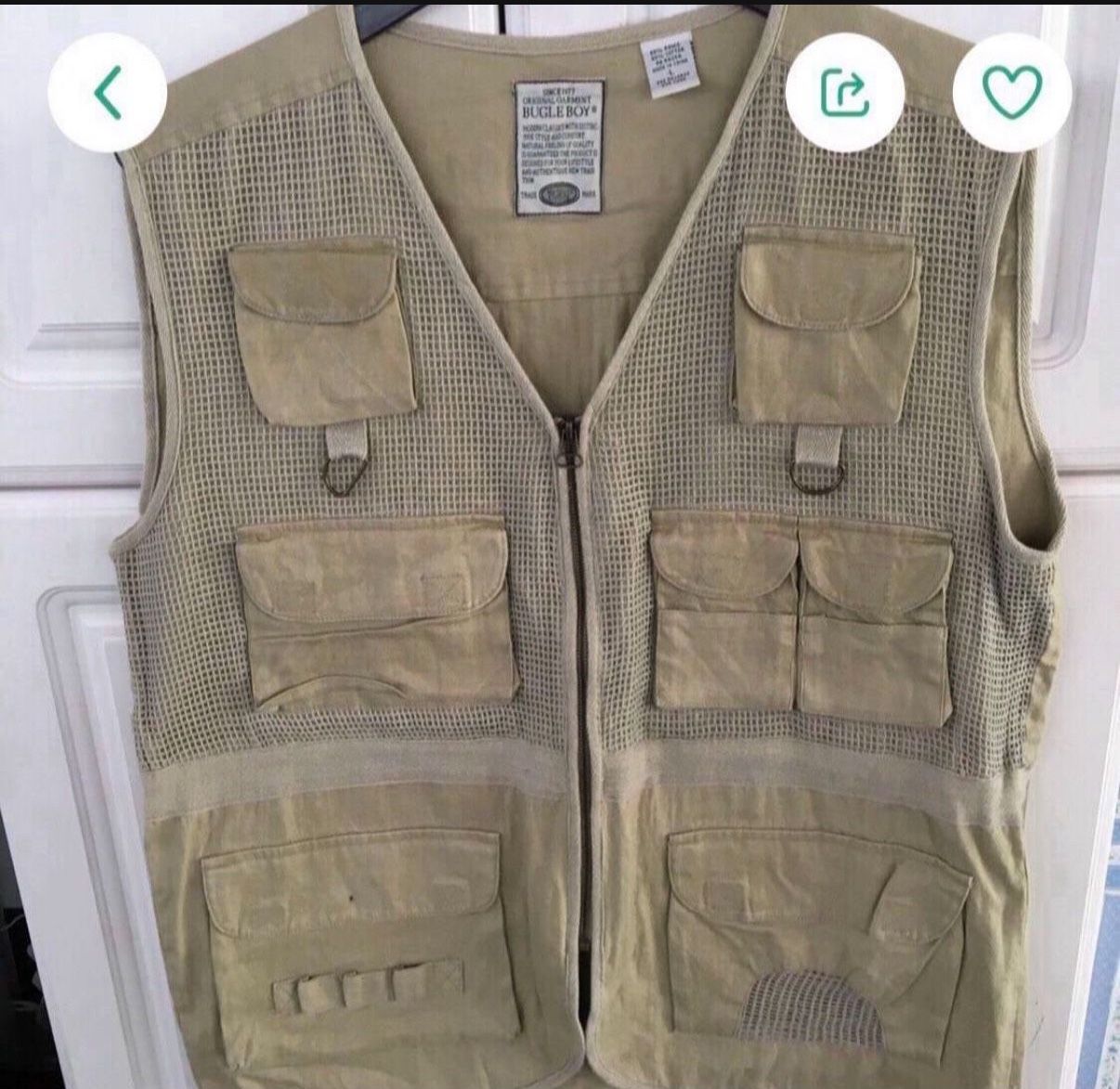 Men’s Canvas Sporting/Fishing/Hunting Safari  Vest, Size L