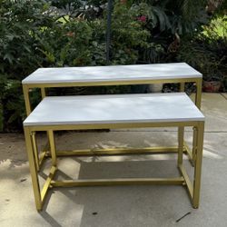 2 Piece Gold And White Nesting Display Stand 