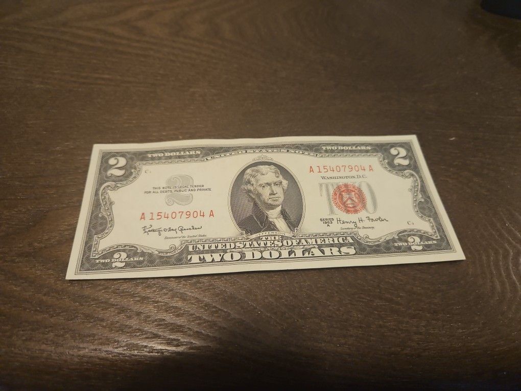 1963 SERIES A $2 RED SEAL BILL