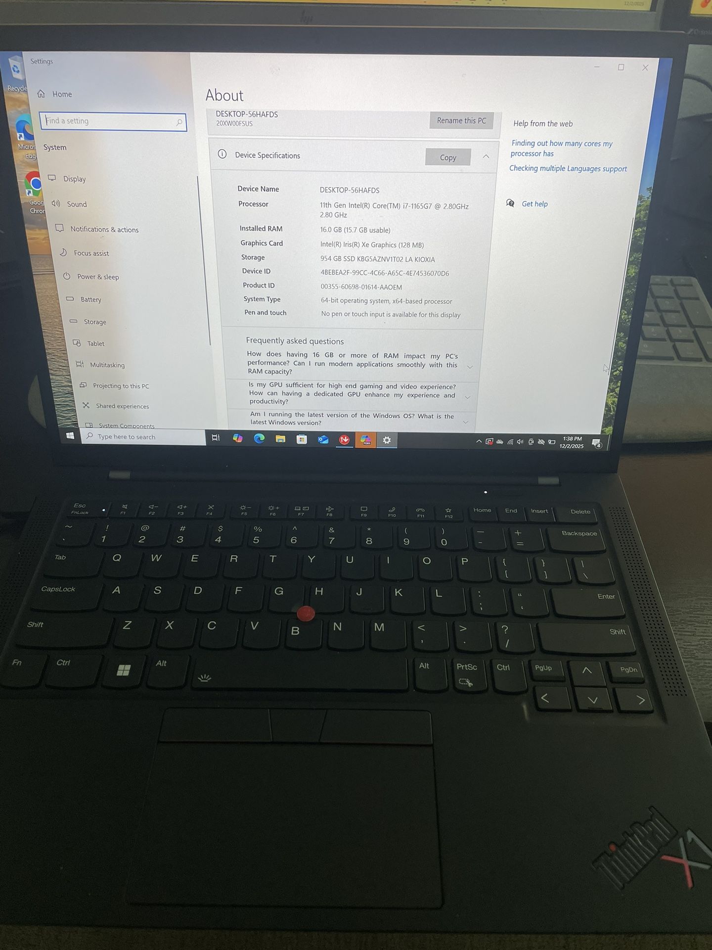 ThinkPad X1 Carbon 9th Gen 9 Intel Core i7-1165G7 - Laptop
