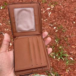 Brown Unisex Wallet with Tan ‘L, V’ design 