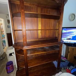 WOOD FURNITURE REAL CHERRY WOOD TABLE, BAR, and SIDE SOFA