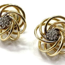 14K Yellow Gold Diamond Earrings 