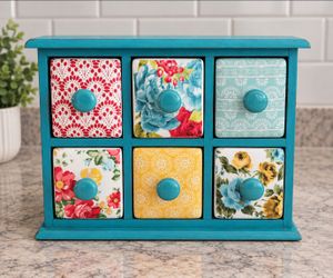 The Pioneer Woman  Floral 6-Drawer Spice & Tea Box