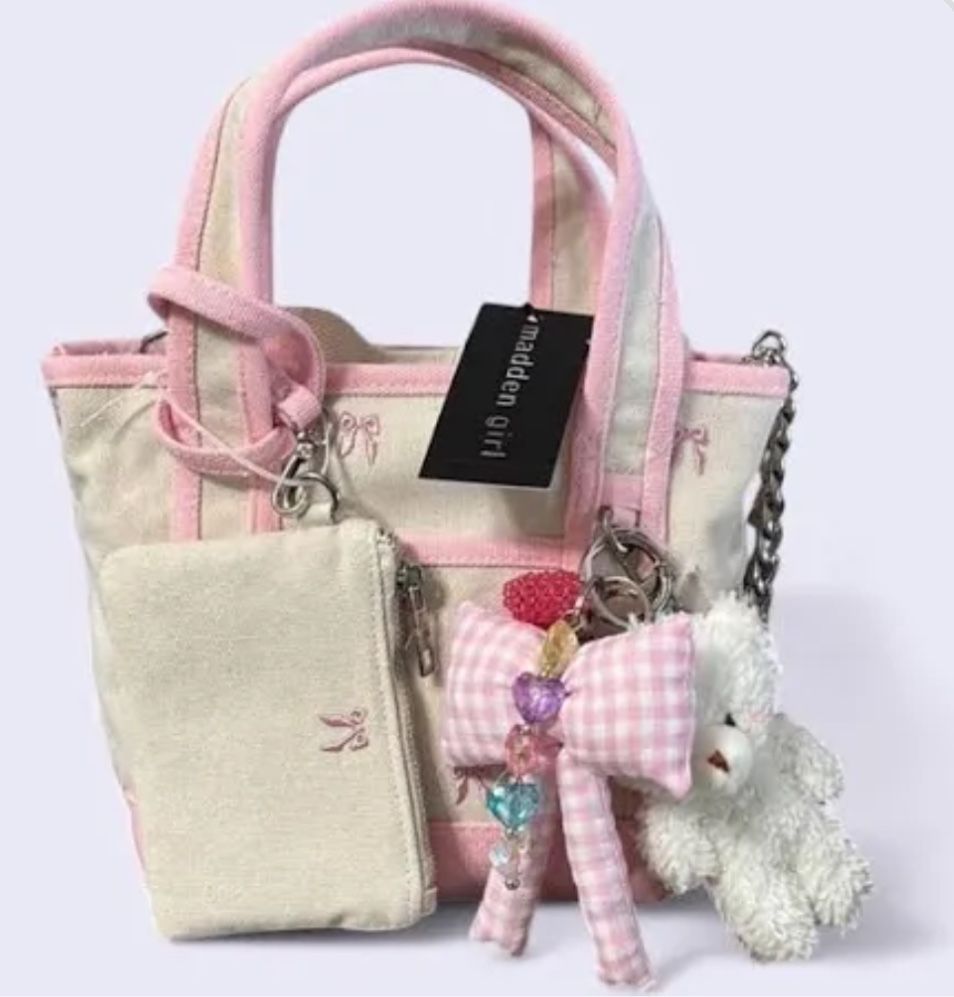 viral madden girl pink bow tote bag