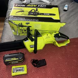 New Ryobi 14” 40V HP Chainsaw & Kit