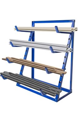 4 Tier Steel Horizontal Storage Rack, Heavy Duty Free Standing Bar Storage Cantilever Rack, Adjustable Pipe Storage Rack,4 Level Wood Lumber Shelf Org