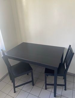 Small Black Table with 2 Chairs IKEA