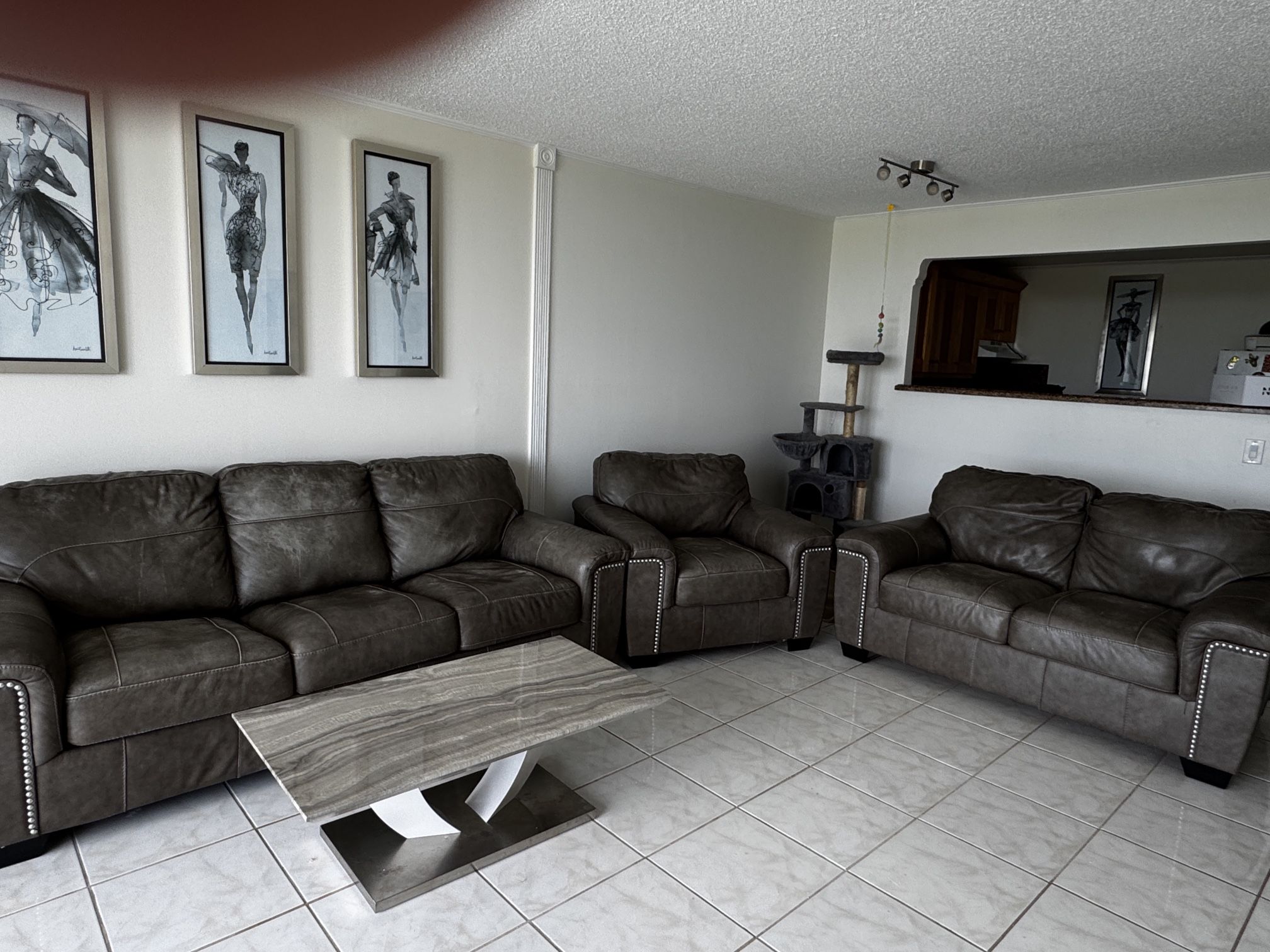 Ashley Furniture 100% Top-Grain Granite Leather Queen Sofa Sleeper Set