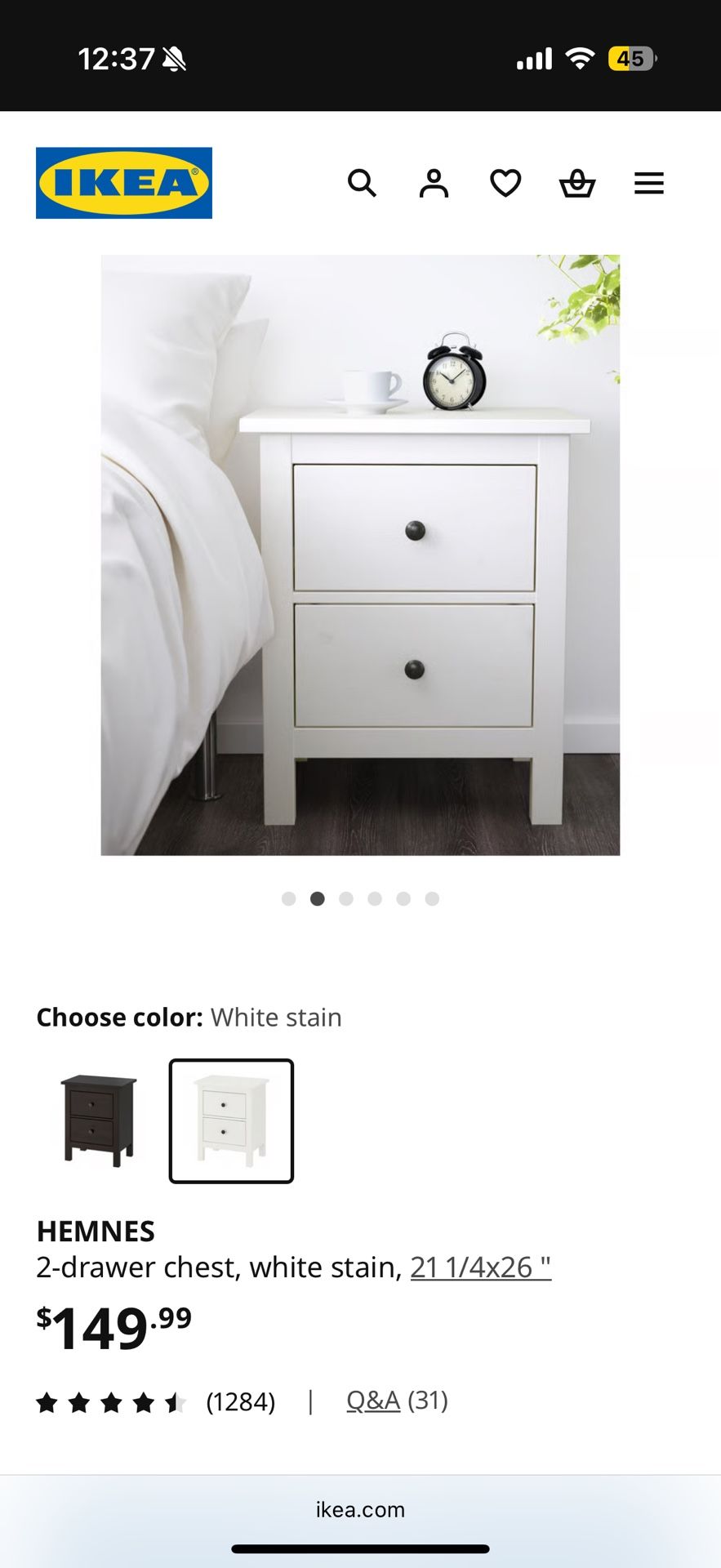 HEMNES 2-Drawer Chest – White Stain (Set of 2)