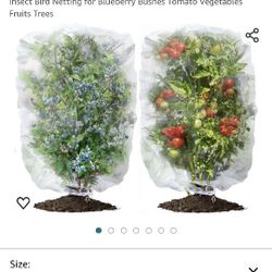 2 Pack Garden Netting Mesh, 3.2 x 4.9 Ft Plant Protection Netting Mosquito Netting Plant Covers Bags with Drawstring, Insect Bird Netting for Blueberr
