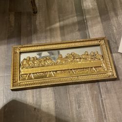 Home Interiors LAST SUPPER 3D Relief Wall Art Plaque & Mirror 21.5” x 9.5”